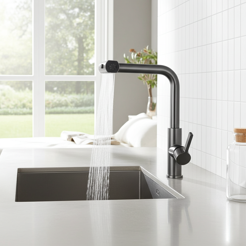 CascadeSink – Robinet de cuisine cascade design moderne | 360°